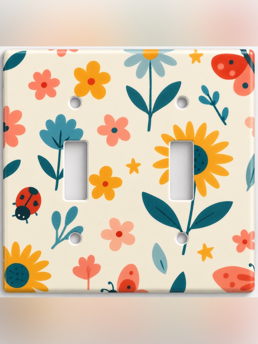 Handmade Retro Colorful Floral Daisy Rocker Light Switch Cover